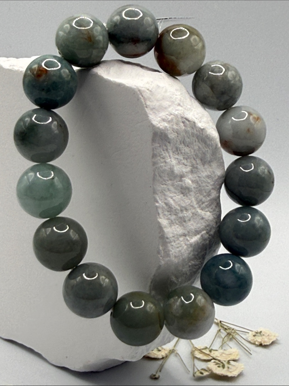 Unique Blue green Burmese Jade  Bracelet